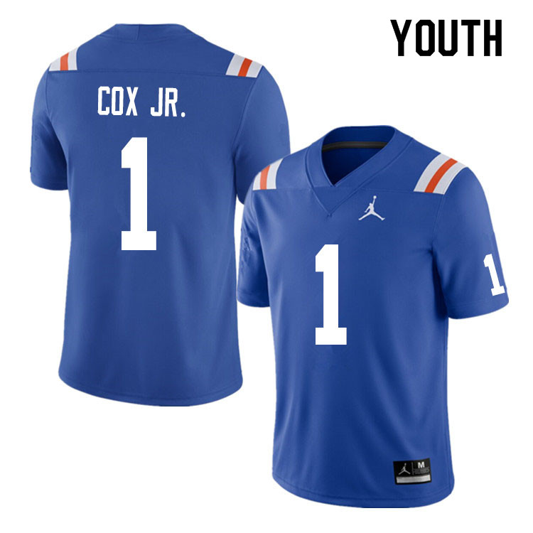 Youth #1 Brenton Cox Jr. Florida Gators College Football Jerseys Sale-Throwback